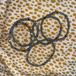 Elegant Gray Beaded Bracelet Set